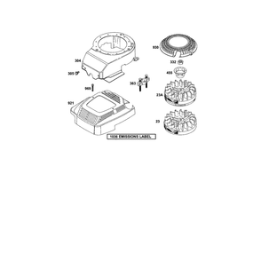 Blower-Housing Diagram and Parts List for 12C800TO12C899  Briggs and Stratton Engine